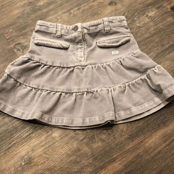 Lili Goufrette Girls Gray Corduroy Ruffle Skirt - Picture 1 of 5